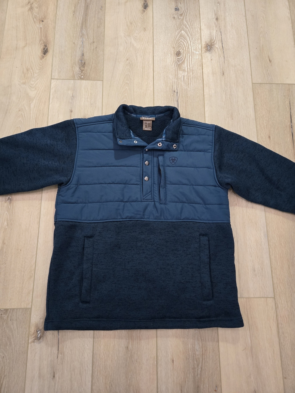 Ariat Men's Caldwell Reinforced Snap Sweater Pullover Blue/Teal Blocked Medium